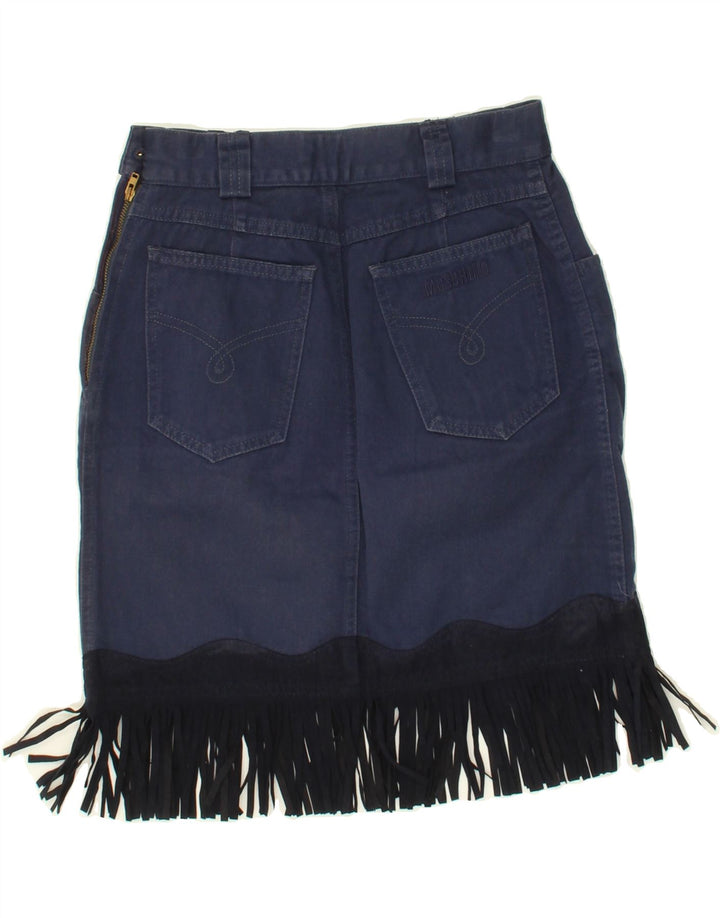 MOSSIMO Womens Straight Skirt IT 40 Small W24 L19 Navy Blue Colourblock Vintage Mossimo and Second-Hand Mossimo from Messina Hembry 