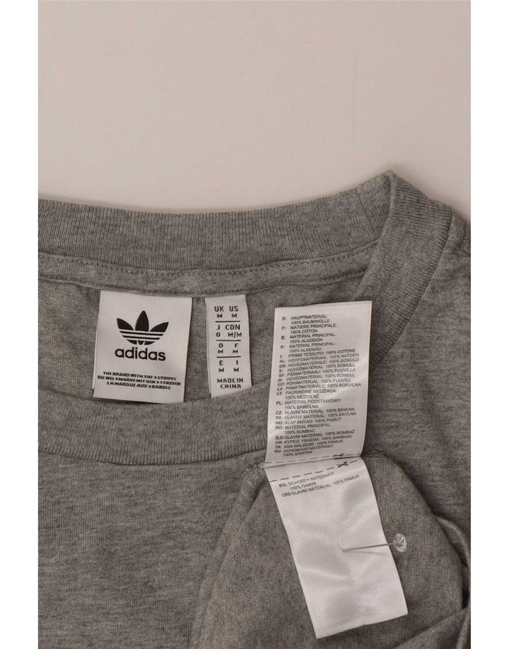 Top Adidas da uomo a maniche lunghe in cotone grigio medio