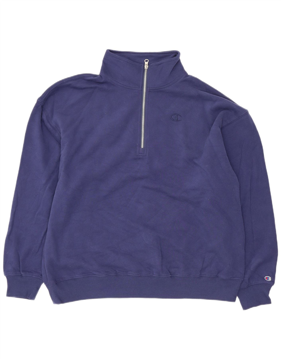 Felpa da donna oversize con collo e zip Champion, taglia UK 14, medio, blu navy
