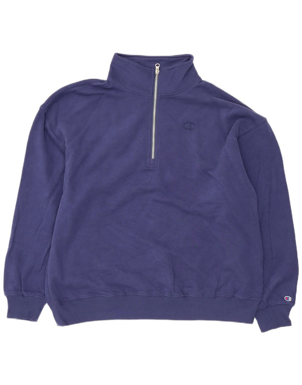 Felpa da donna oversize con collo e zip Champion, taglia UK 14, medio, blu navy