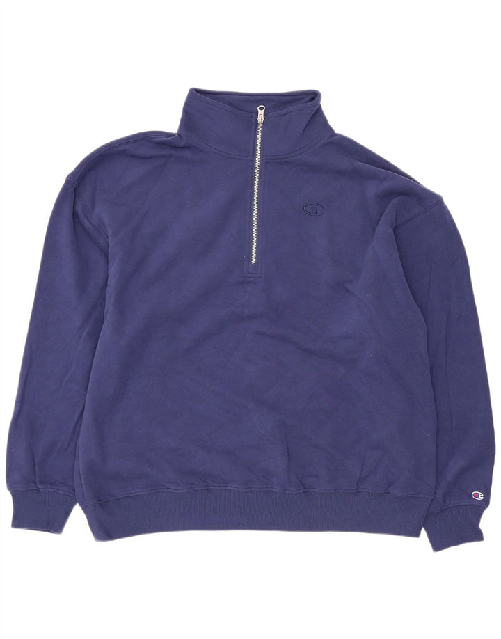Felpa da donna oversize con collo e zip Champion, taglia UK 14, medio, blu navy