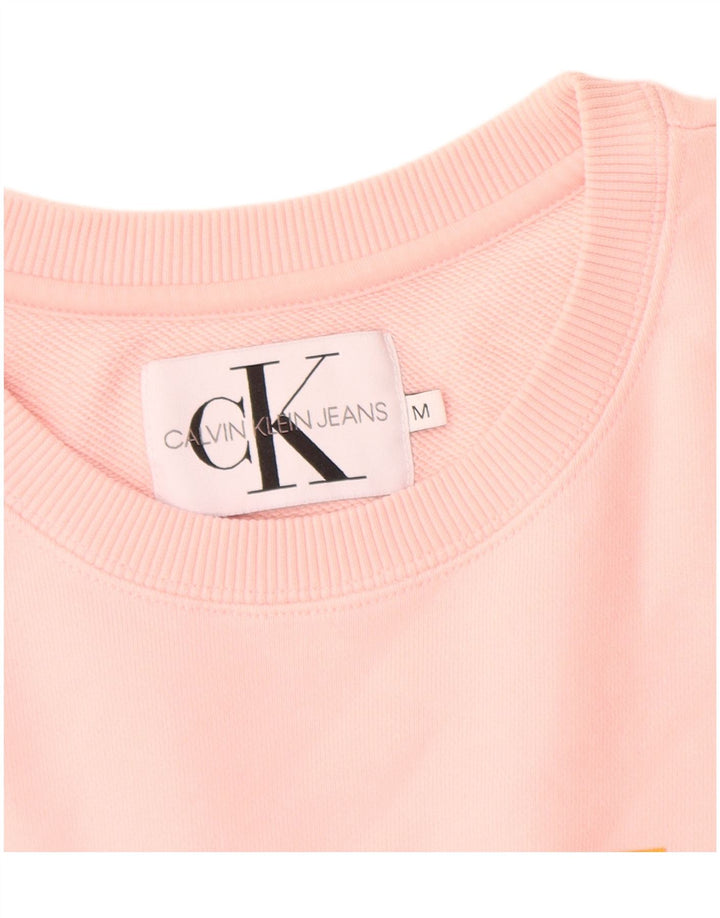 Felpa grafica da donna Calvin Klein Jeans Jumper UK 14 Rosa medio
