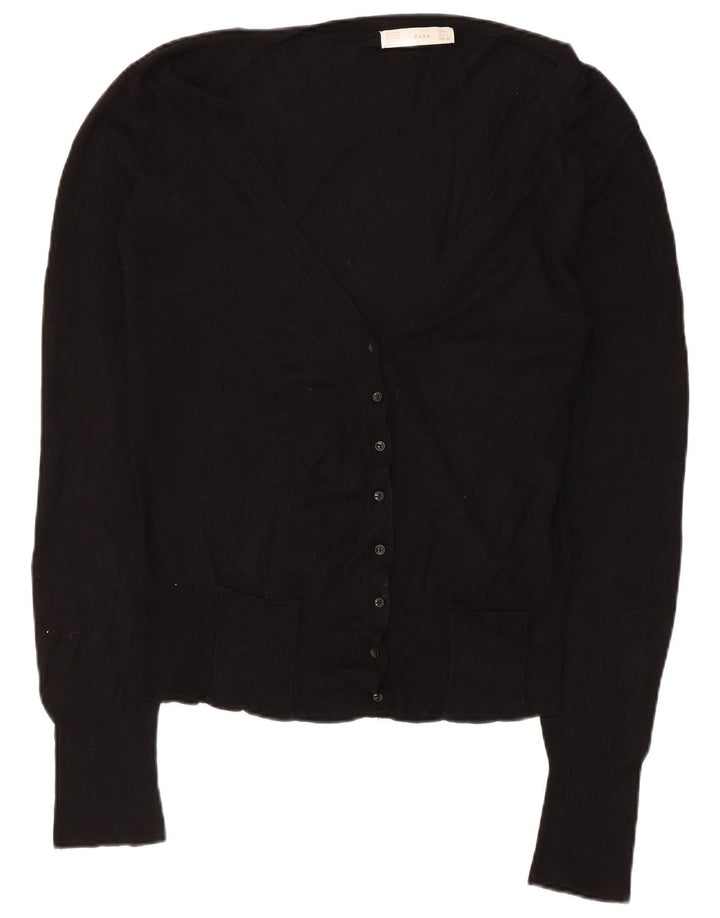 Maglione cardigan da donna Zara UK 14 grande rayon nero