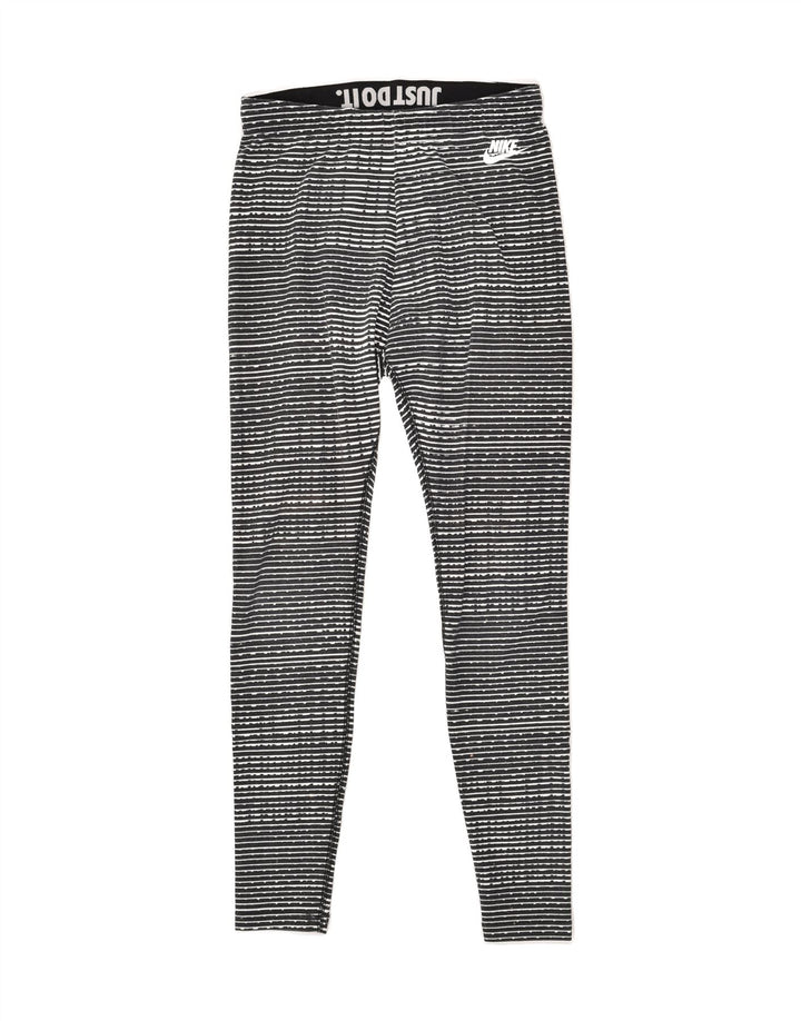 NIKE Womens Leggings UK 8 Small Black Striped Cotton Vintage Nike and Second-Hand Nike from Messina Hembry 