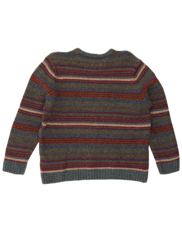 Maglione maglione girocollo da donna Paco UK 16 Lana a righe grandi multicolori