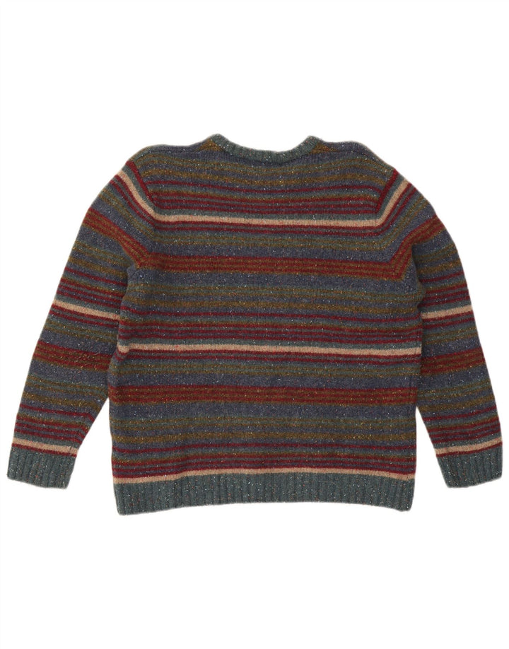 Maglione maglione girocollo da donna Paco UK 16 Lana a righe grandi multicolori