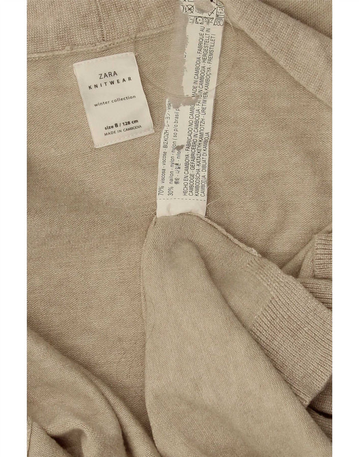 Maglione cardigan aperto da donna Zara UK 8 piccolo in viscosa beige