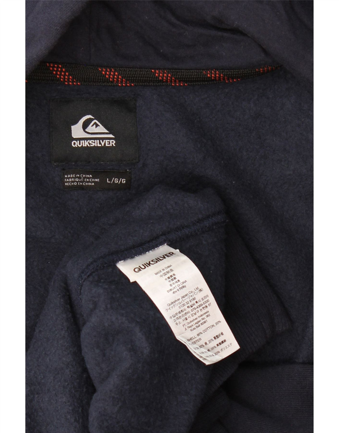 Maglione con cappuccio e zip da uomo QUIKSILVER grande in cotone blu navy