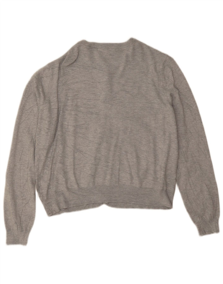 Maglione cardigan corto da donna Marks & Spencer UK 16 grande viscosa grigia