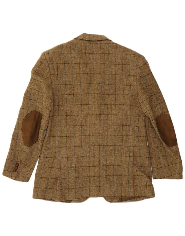 Giacca blazer da uomo a 3 bottoni VINTAGE IT 52 XL lana a quadri kaki