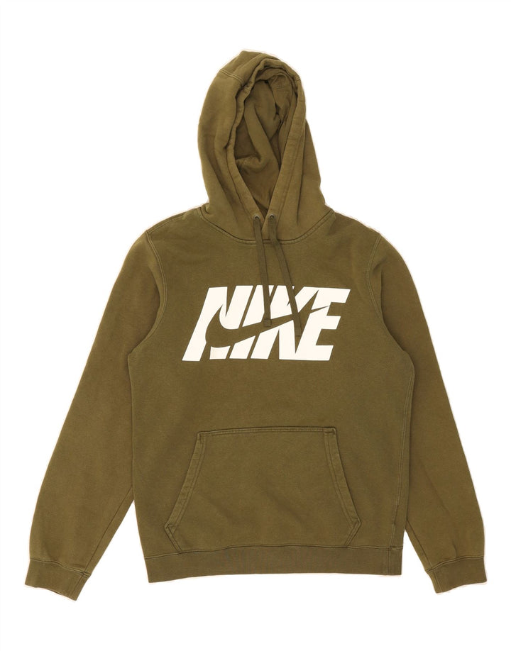 NIKE Mens Graphic Hoodie Jumper Small Khaki Cotton Vintage Nike and Second-Hand Nike from Messina Hembry 
