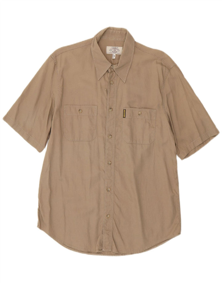 Camicia Armani Jeans Uomo Manica Corta Cotone Beige Medio
