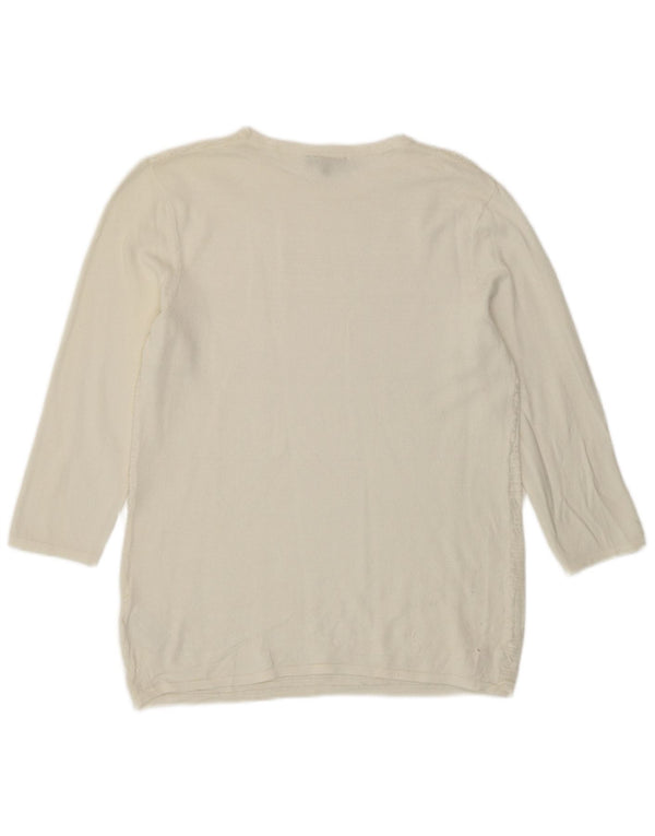 Maglione maglione girocollo da donna Warehouse UK 12 Viscosa bianco sporco medio