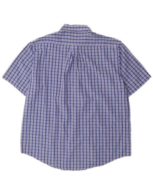BROOKS BROTHERS Camicia da uomo a maniche corte vestibilità regolare XL in cotone a quadri blu