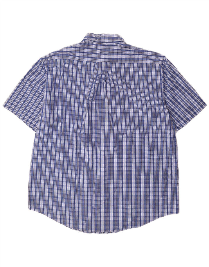 BROOKS BROTHERS Camicia da uomo a maniche corte vestibilità regolare XL in cotone a quadri blu
