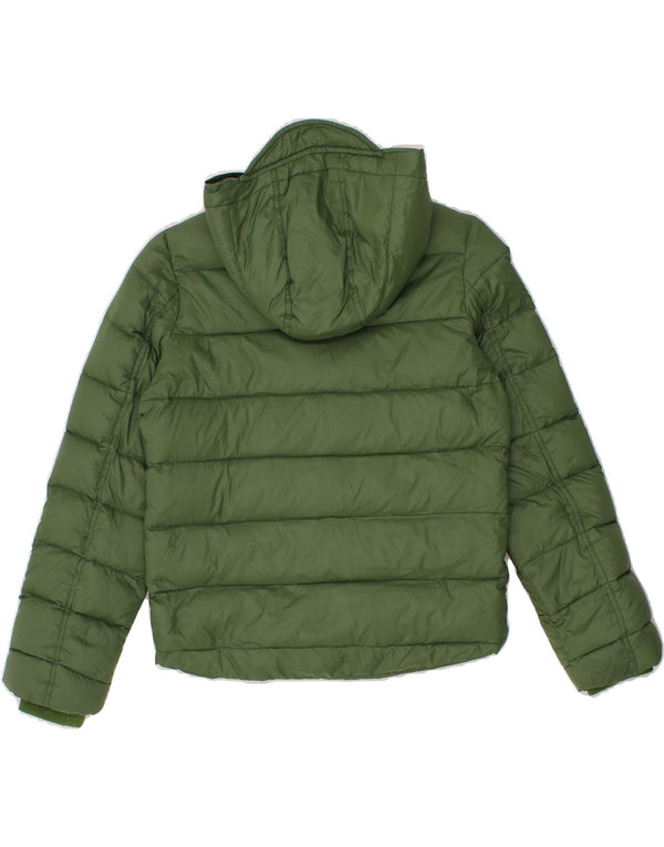 BOMBOOGIE Boys Hooded Padded Jacket 11-12 Years Green Nylon