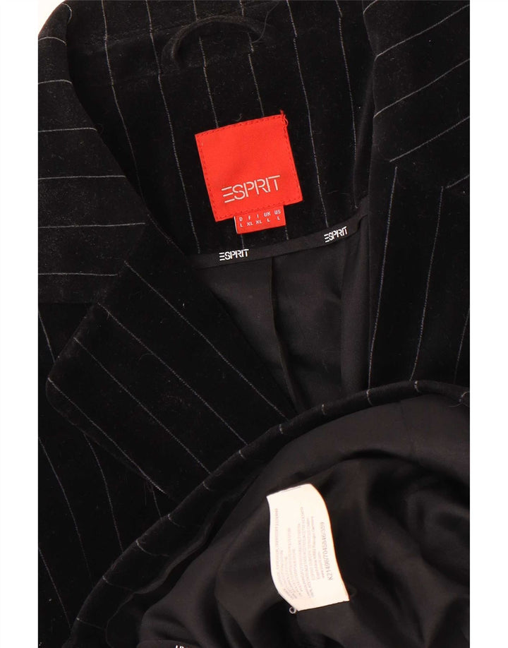 Giacca blazer in velluto da donna a 2 bottoni Esprit UK 14 grande gessato nero