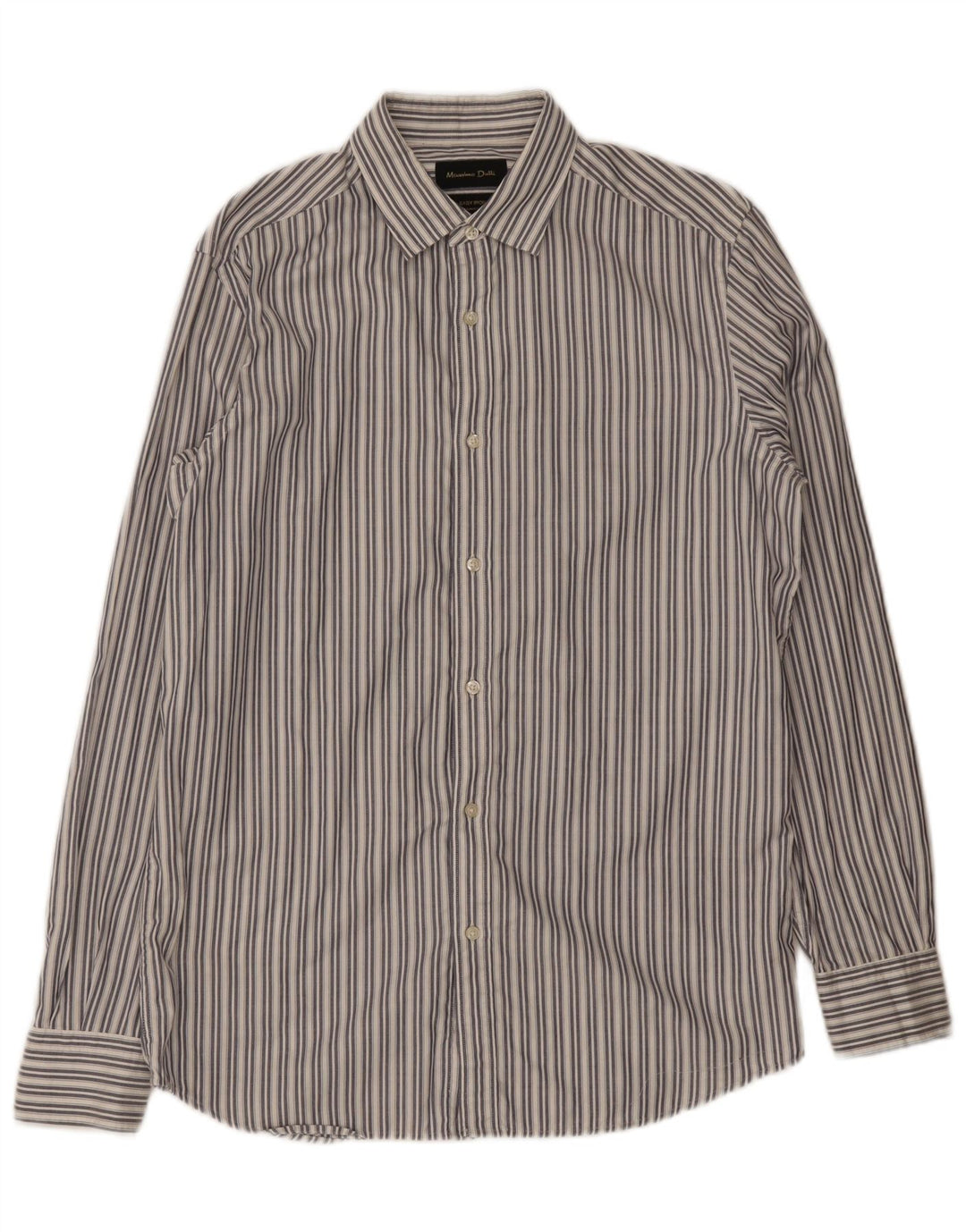 Camicia Uomo Massimo Dutti Cotone Rigato Medio Bianco
