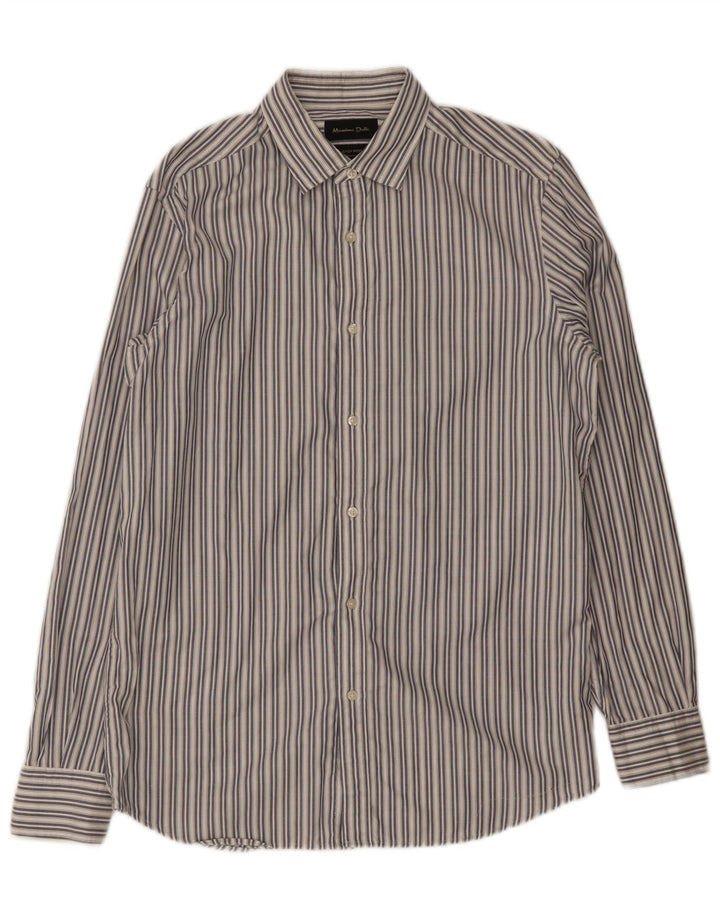 Camicia Uomo Massimo Dutti Cotone Rigato Medio Bianco