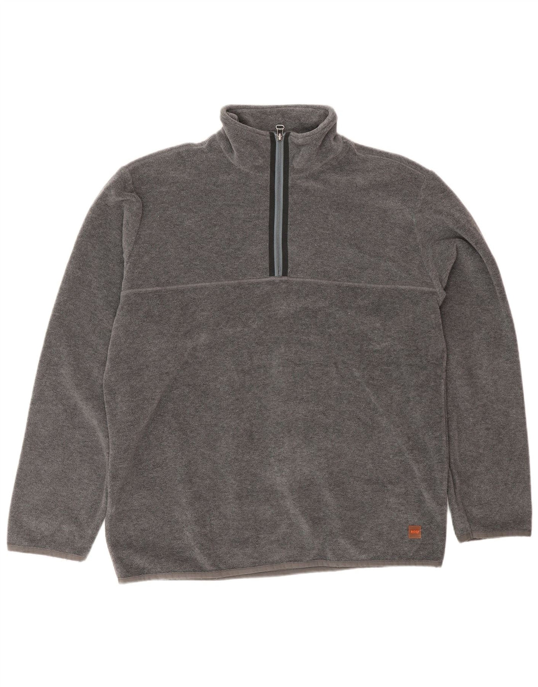 Hugo Boss Maglione in pile da uomo con zip sul collo, grande poliestere grigio