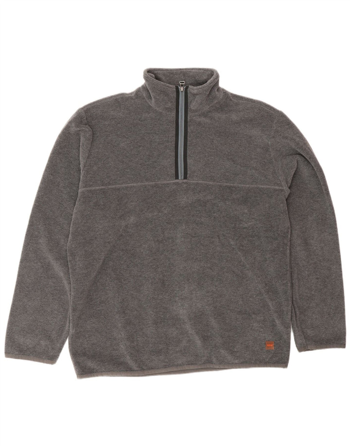 Hugo Boss Maglione in pile da uomo con zip sul collo, grande poliestere grigio