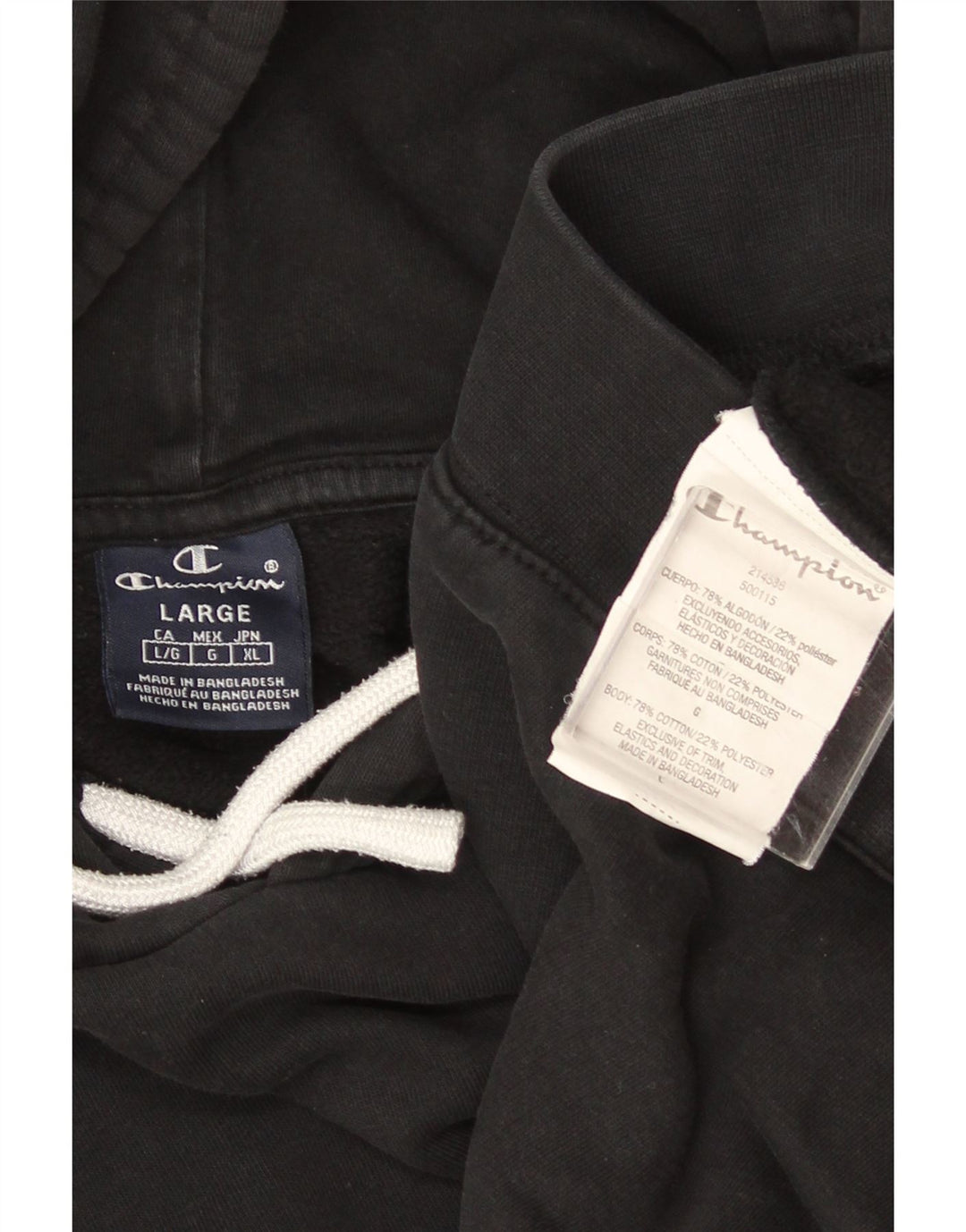 Maglione con cappuccio da uomo CHAMPION grande in cotone nero