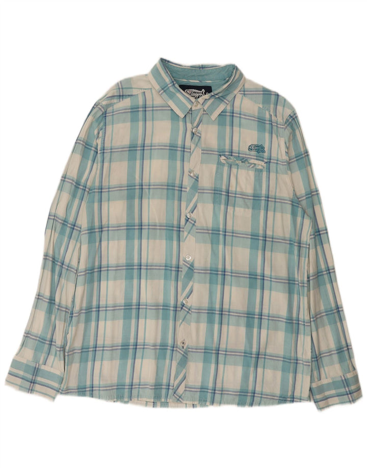 Camicia da uomo Weird Fish XL in cotone a quadri blu
