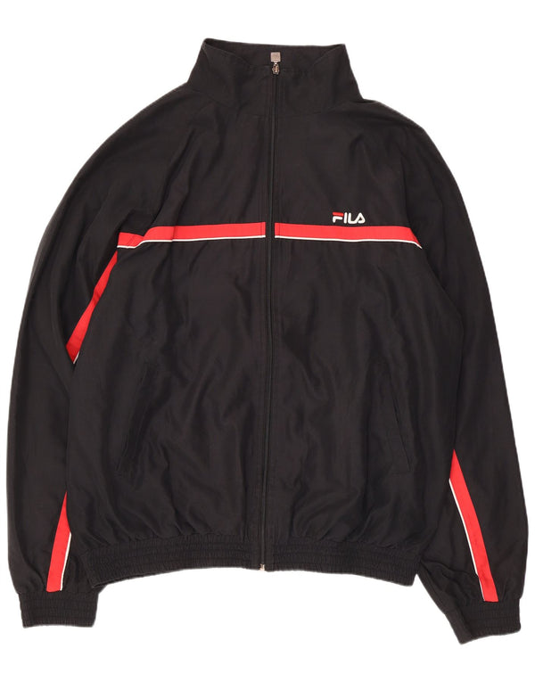 Fila Mens Tracksuit Top Jacket XL Black Polyester