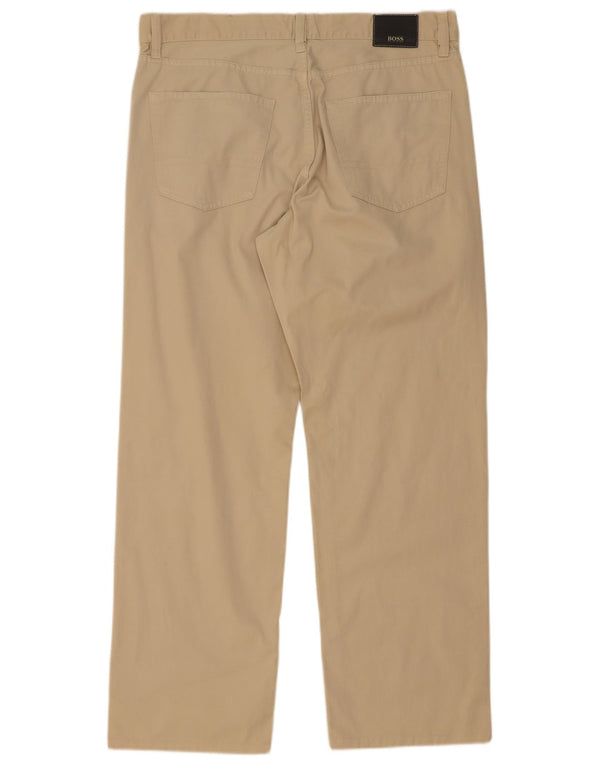 Pantaloni casual dritti da uomo Hugo Boss W36 L32 in cotone beige