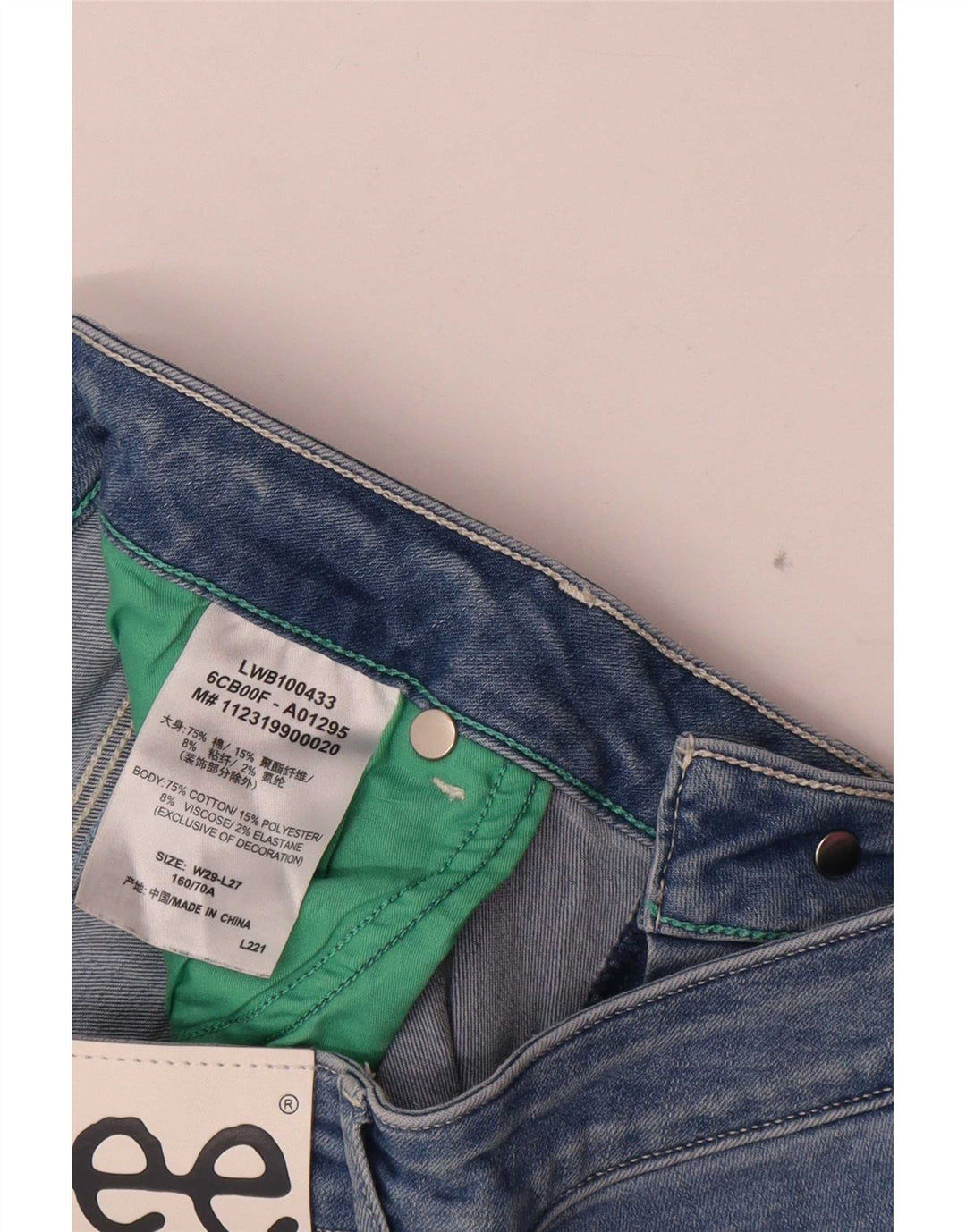 Jeans slim da donna Lee W29 L27 cotone blu