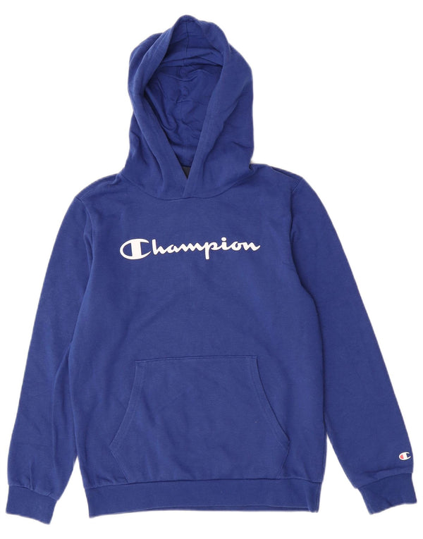 Champion Boys Graphic Hoodie Jumper 13-14 Years XL Blue Cotton
