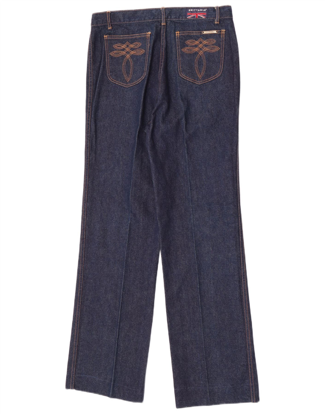Jeans dritti da donna vintage W34 L32 in cotone blu navy