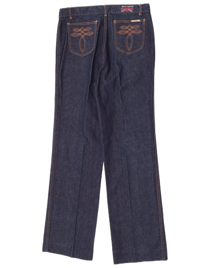 Jeans dritti da donna vintage W34 L32 in cotone blu navy
