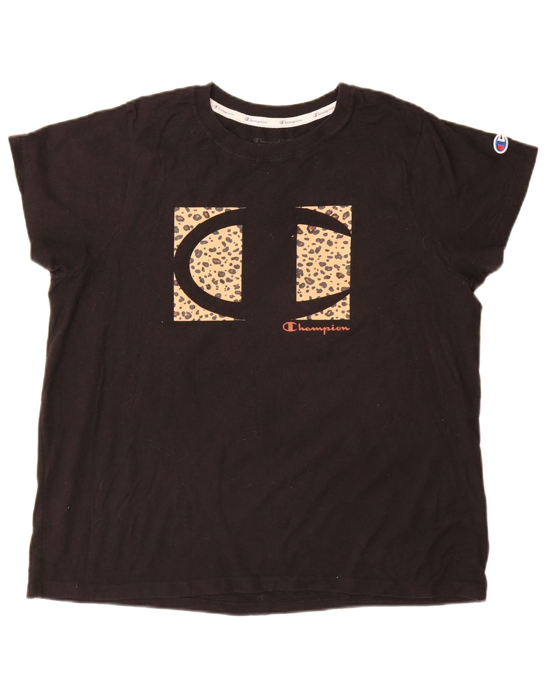 T-shirt grafica da donna Champion Top UK 18 XL cotone nero