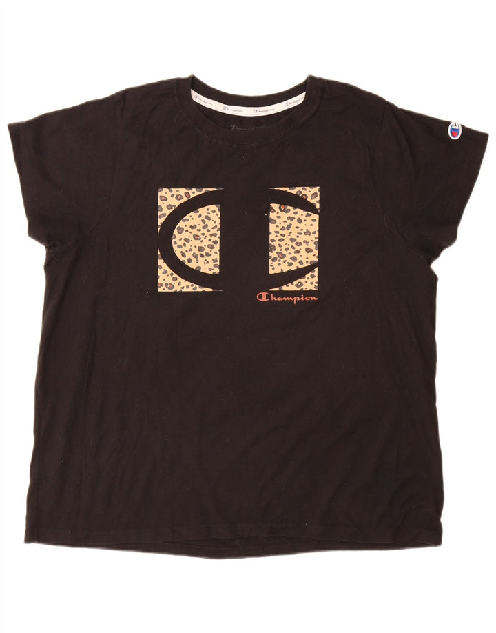 T-shirt grafica da donna Champion Top UK 18 XL cotone nero