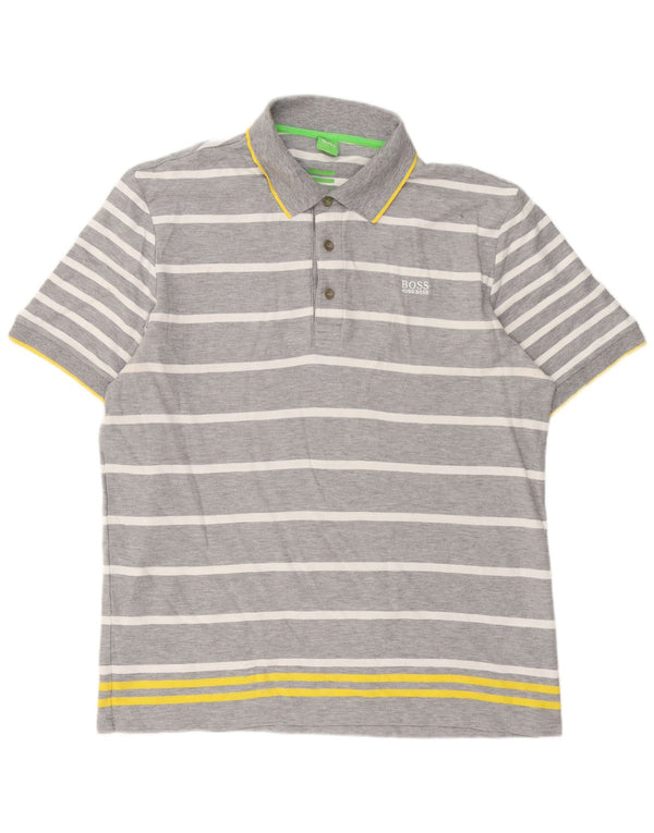 Polo Hugo Boss da uomo dal taglio moderno 2XL in cotone a righe grigie