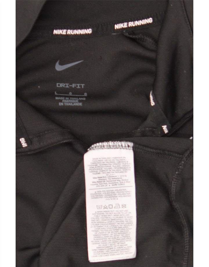 Felpa da donna Nike Dri Fit con collo e zip, maglione, UK 16, grande, poliestere nero