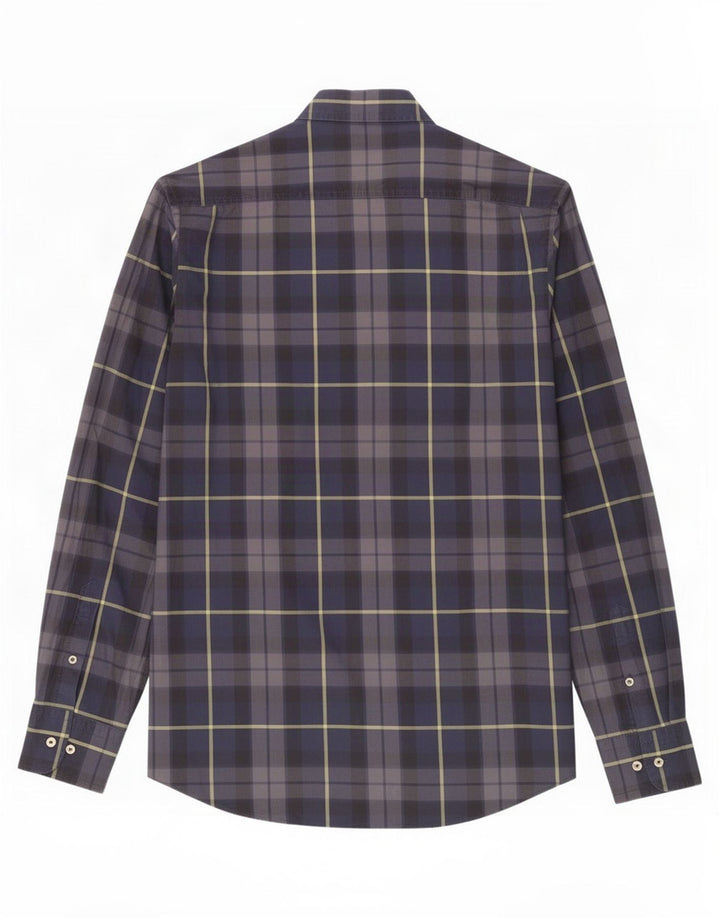 Camicia da uomo Massimo Dutti in cotone a quadri grandi blu navy