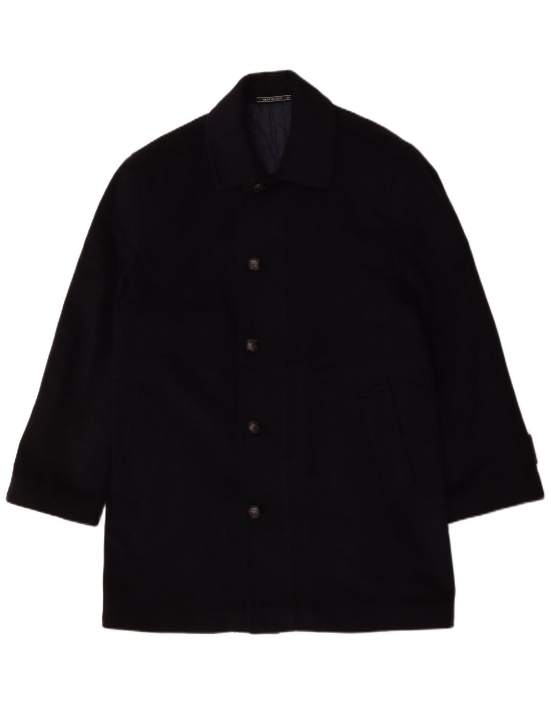 Soprabito vintage da uomo vestibilità ampia IT 46 piccolo in lana blu navy