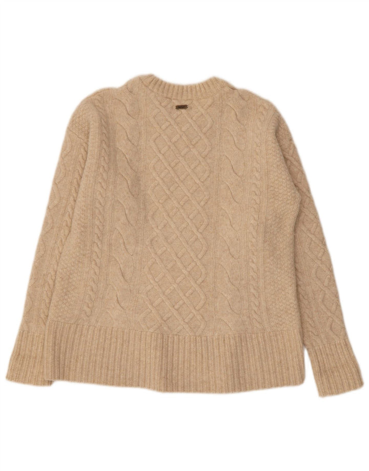 Maglione maglione girocollo da donna Barbour UK 10 piccolo lana beige