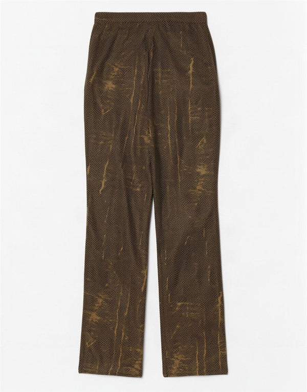 Pantaloni dritti da donna vintage in ecopelle W24 L31 stampa animalier verde