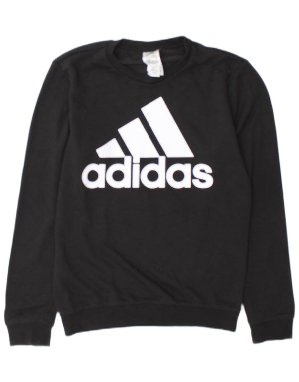 Adidas Womens Graphic Oversized Sweatshirt Jumper UK 6 XS Black Cotton
