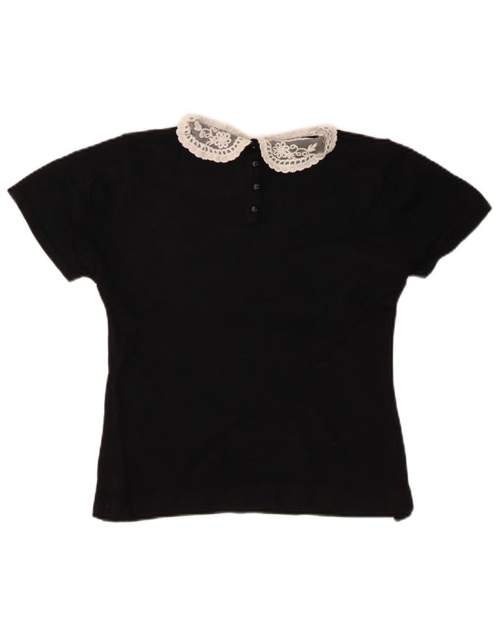Top camicetta corta da donna Marks & Spencer UK 12 medio nero