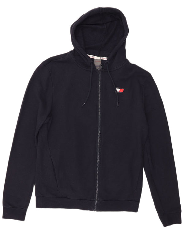 Maglione con cappuccio e zip da uomo Tommy Hilfiger in cotone blu navy medio