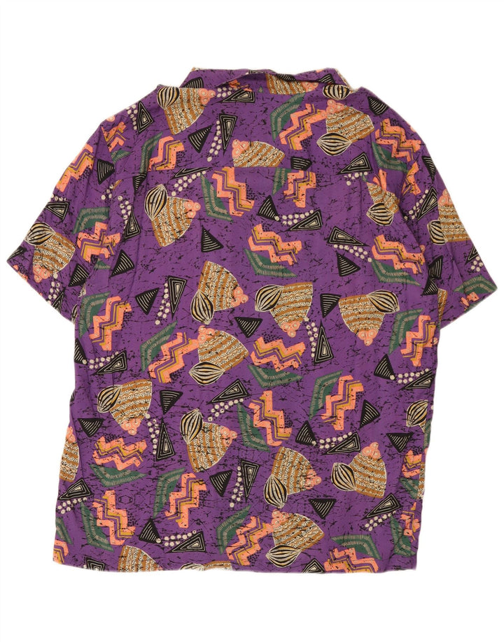 Maglia a maniche corte hawaiana STWD da uomo Pull & Bear XL viola geometrica