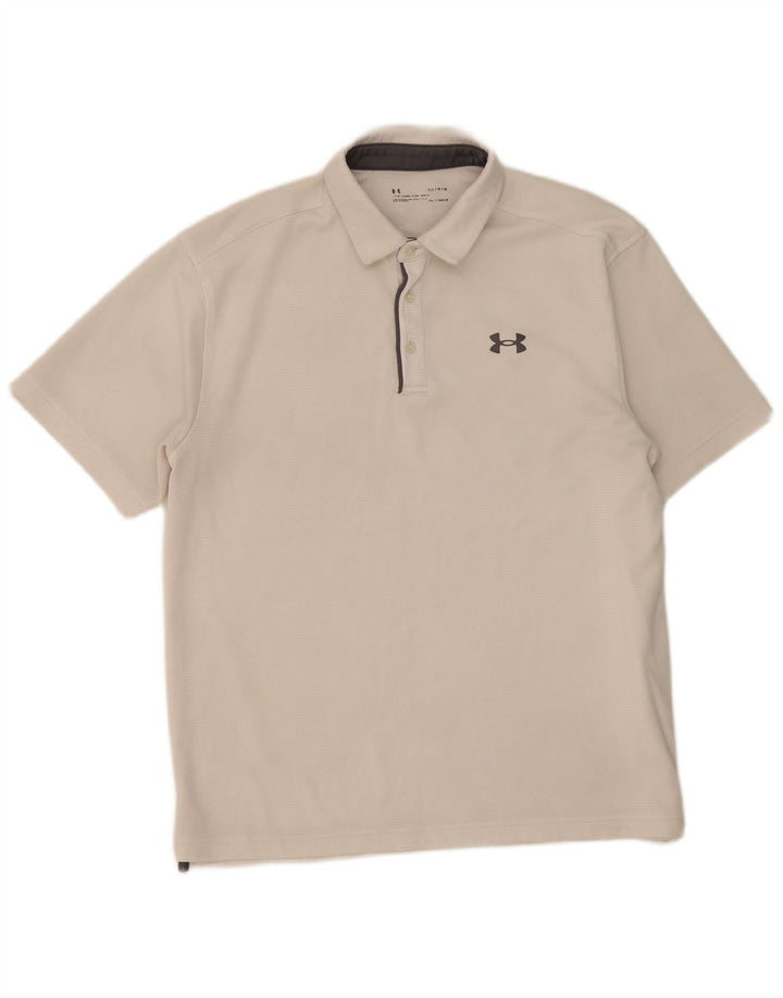 Polo da uomo Under Armour grande bianca in poliestere sportiva