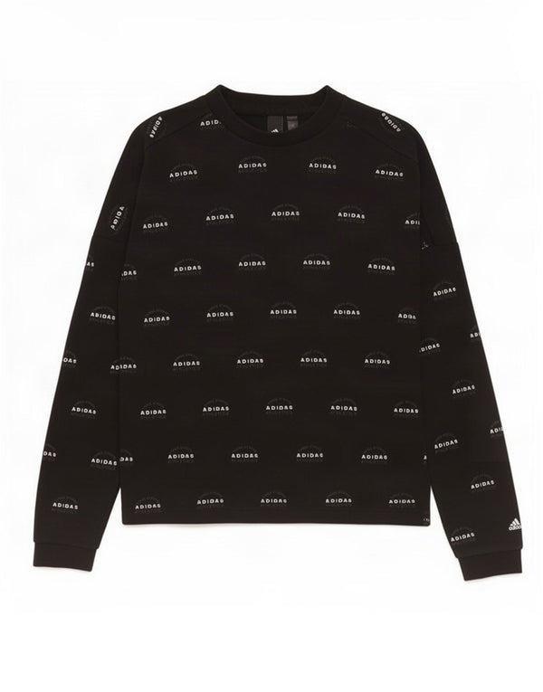 Felpa con grafica Adidas da uomo, piccola, in cotone nero