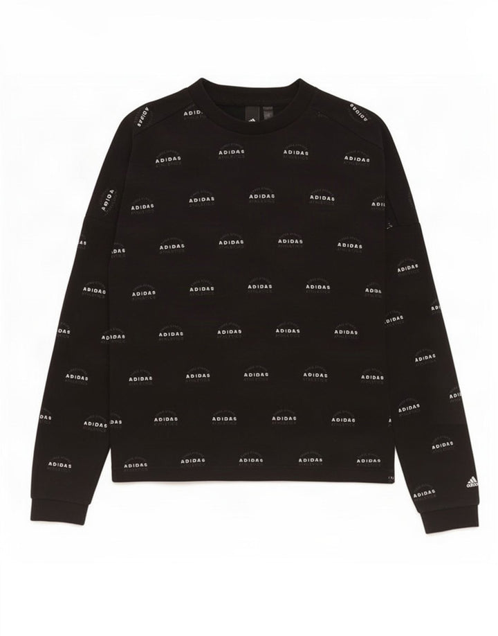 Felpa con grafica Adidas da uomo, piccola, in cotone nero