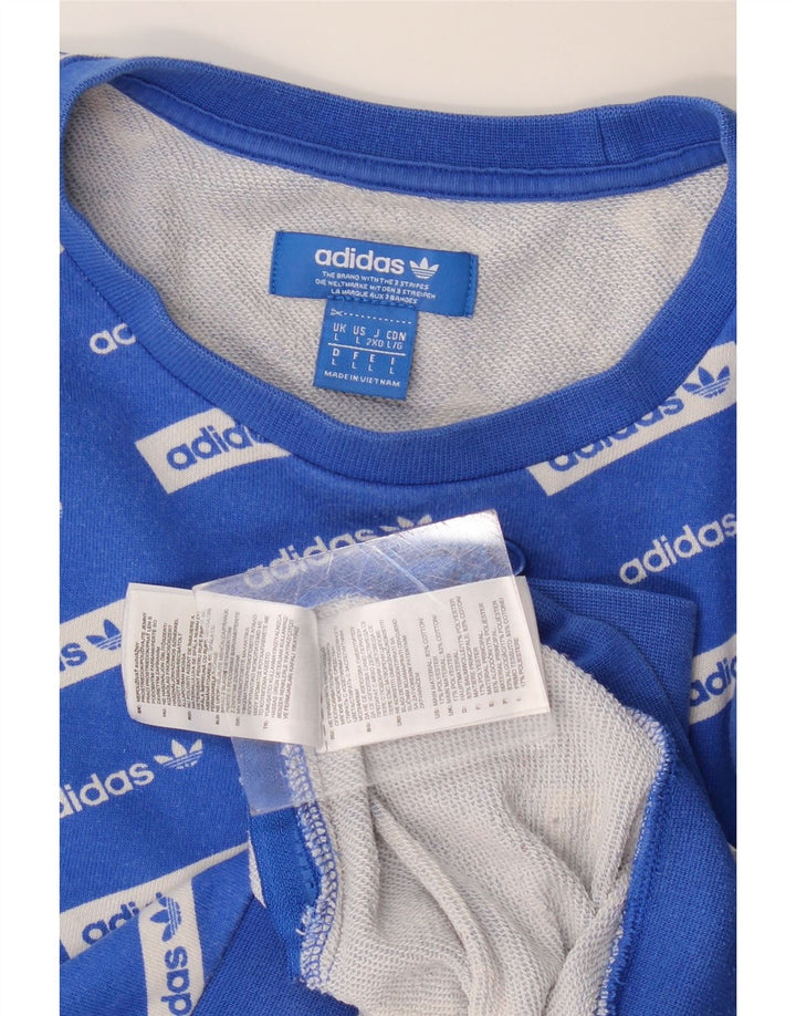 Felpa grafica da uomo Adidas Felpa grande in cotone blu