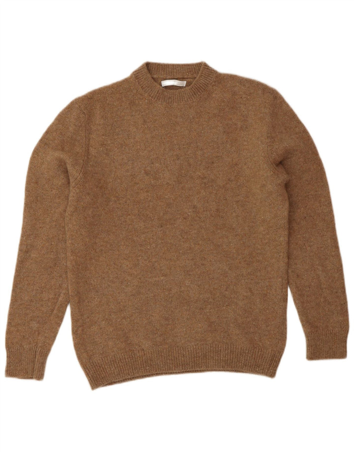 Maglione maglione girocollo da donna Zara UK 12 Lana marrone medio